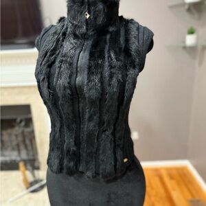Black BABY PHAT rabbit Fur Sleeveless Vest